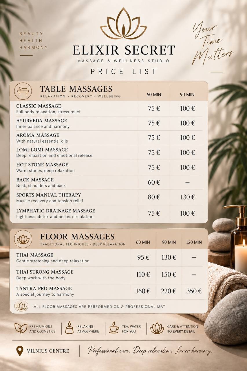 Elixir Secret — price list